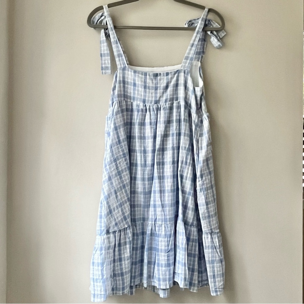 Petal & Pup Light Blue Plaid Midi Dress - Picture 3 of 8